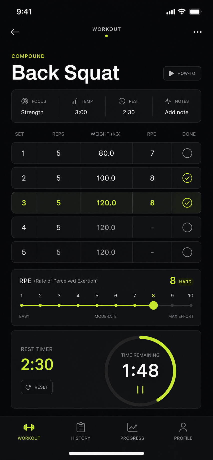 Workout tracking